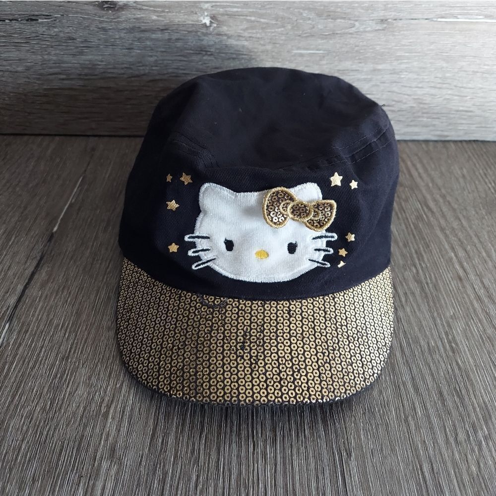 Hello Kitty Black and Gold Kids Cadet Cap